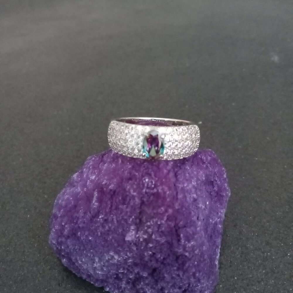Bomb Party BP This Is Something Special Rainbow Topaz Silver Ring Band Size 10 - Picture 4 of 6